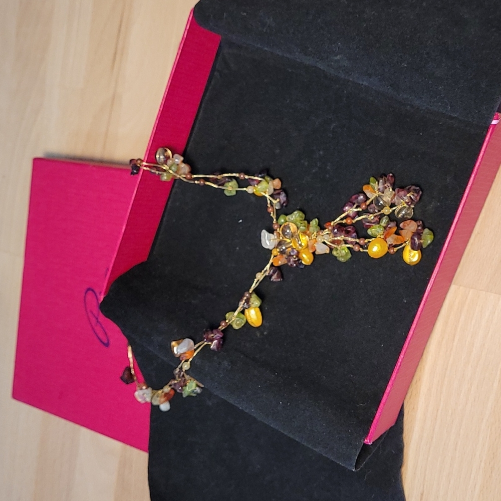 Pia Beaded two strand necklace with knot (with box)